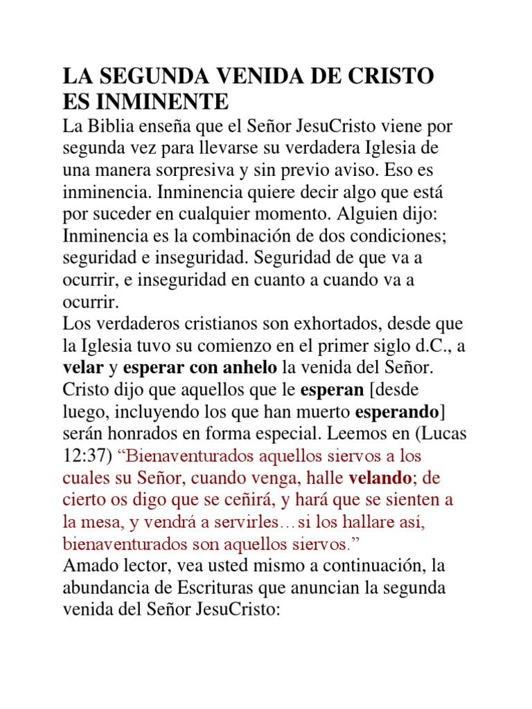 La Segunda Venida de Cristo | PDF | Cristo (título) | Teología sistemática