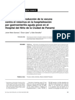 Impacto de La Introducción de La Vacuna Contra El Rotavirus en La Hospitalización Por Gastroenteritis Aguda Grave en El Hosp. Del Niño de La Cid. de Panamá