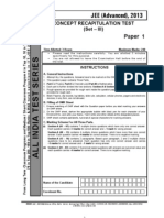 FIITJEE Concept Recapitulation Test Paper 1 PCM Physics Chemistry Mathematics
