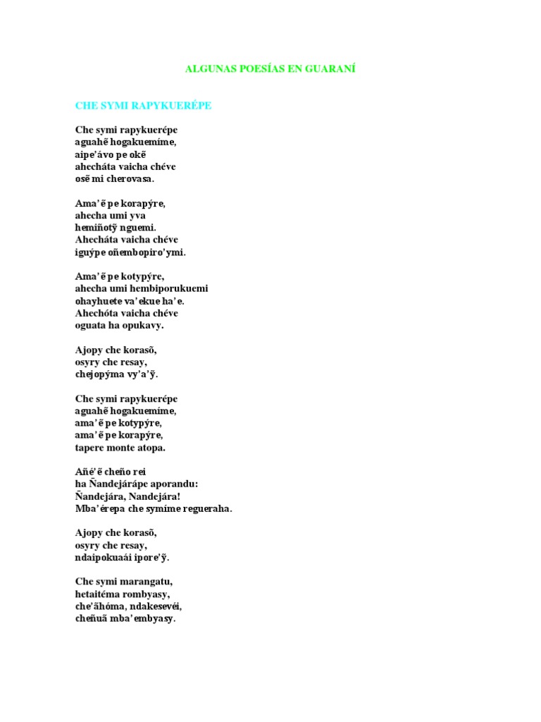 Poesias En Guarani