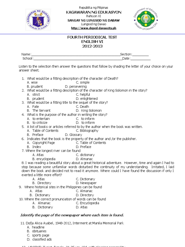 Grade 6 - English | PDF