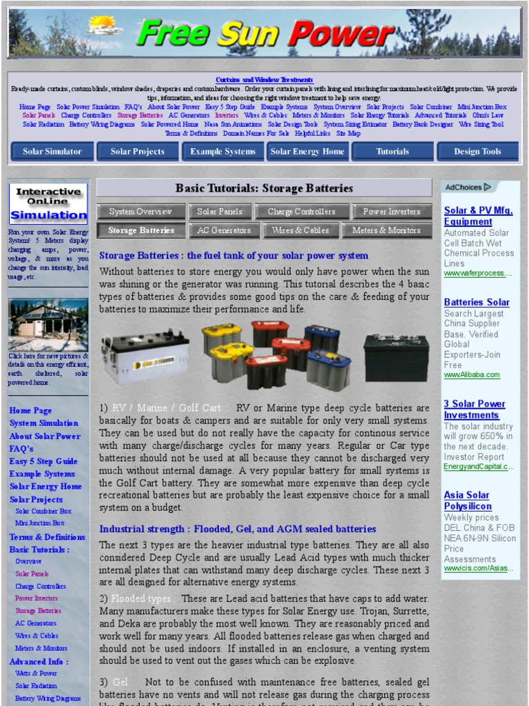 Solar Battery Guide for DIY Enthusiasts | PDF | Battery (Electricity ...