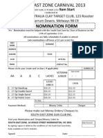 South East Zone Carnival 2013 - 2013 Pre-Nomination Form