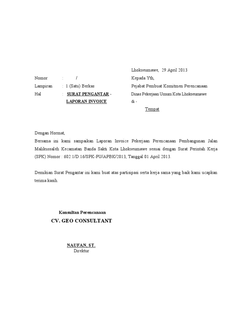 Surat Pengantar Invoice