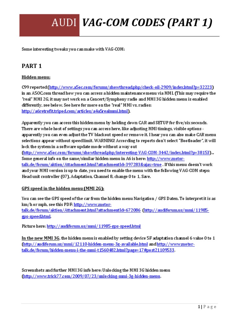 Vag Com Activation Code _ Codages VAGCOM & VCDS : Activez des options ...