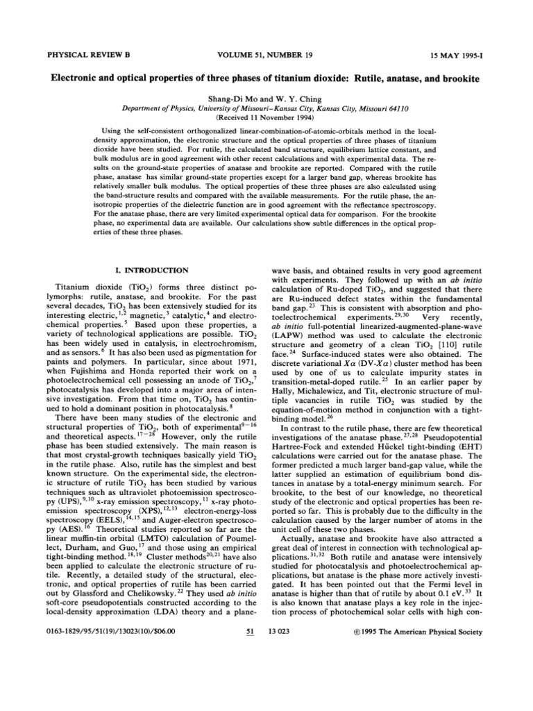 Electronic and Optical Properties of Three Phases of Titanium Dioxide ...
