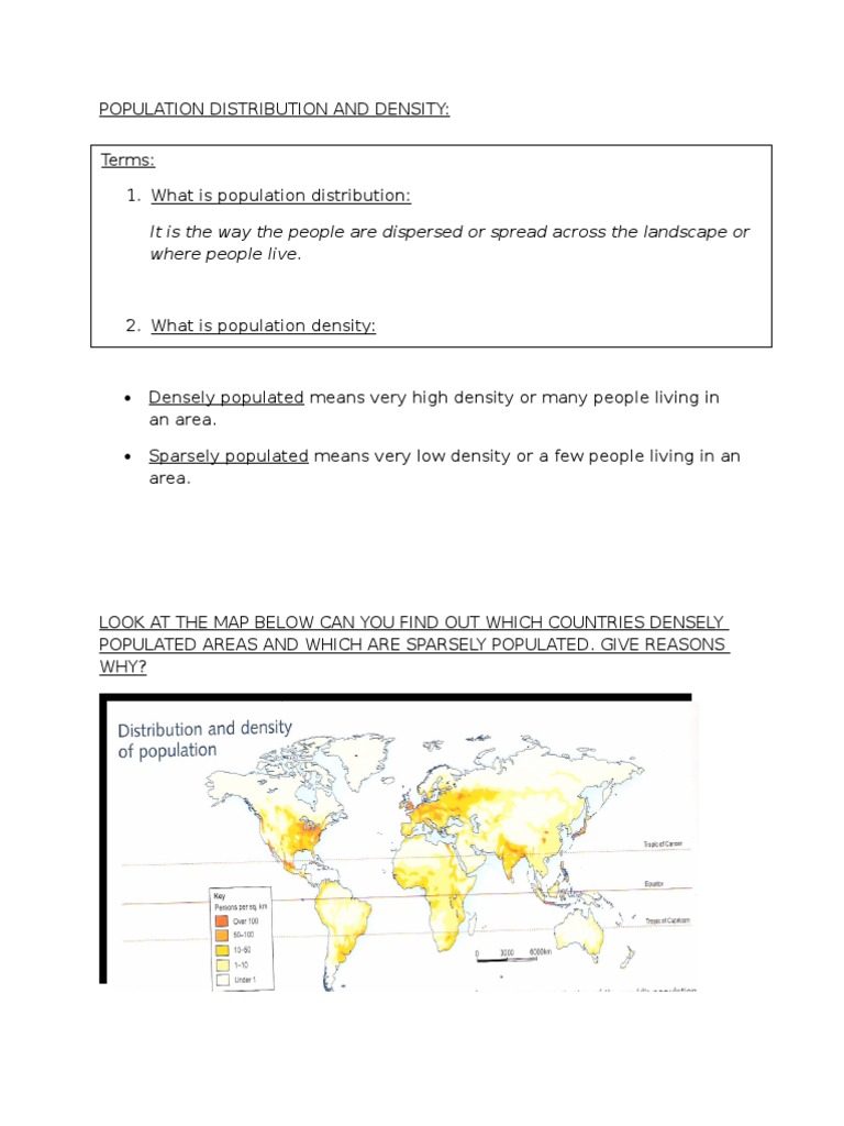 Population Distribution and Density Notes 6th May 2009 | PDF ...