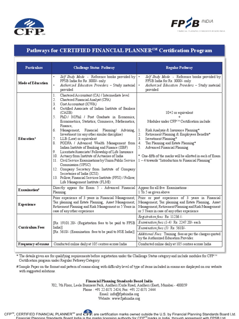 CFP Certification Pathways Guide | PDF | Accountant | Test (Assessment)