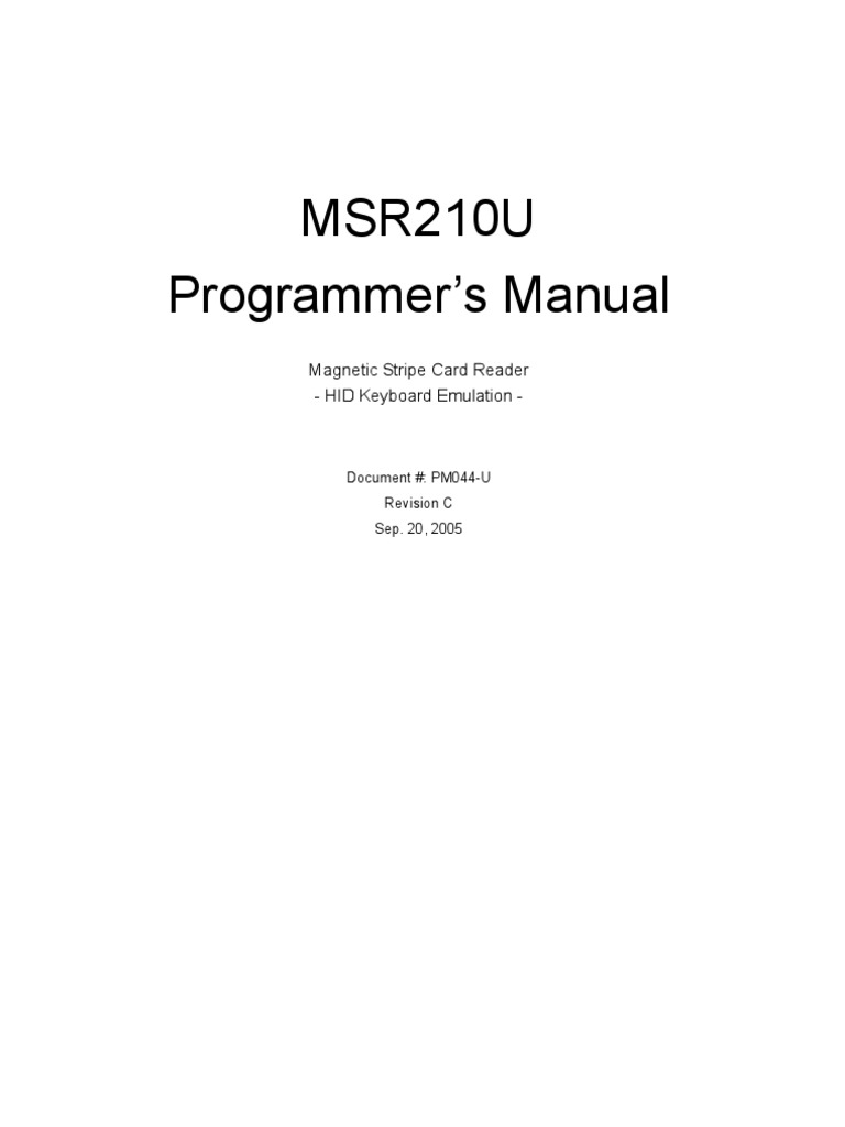 MSR210U Progammers Manual | PDF | Network Packet | Usb