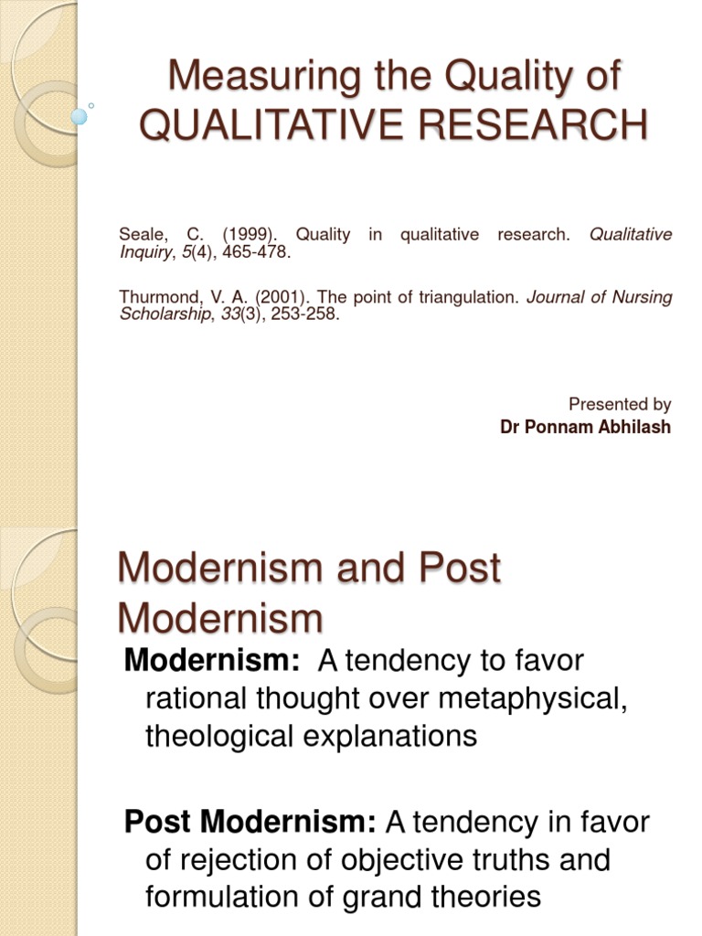 Evaluating Quality in Qualitative Research | PDF | Qualitative Research ...