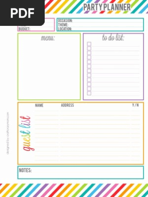 Rainbow Party Planner Printable