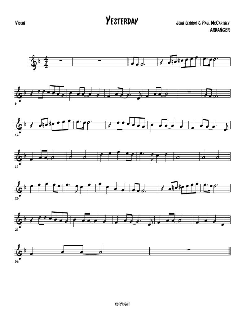Yesterday Violin PDF | PDF