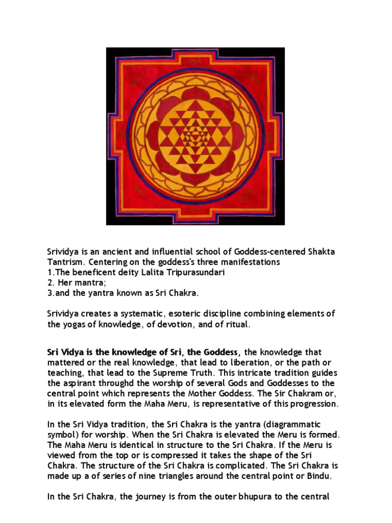 Sri Vidya and Sri Chakra Worship Guide | PDF | Devi | Tantra