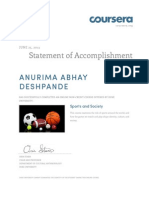 Statement of Accomplishment: Anurima Abhay Deshpande