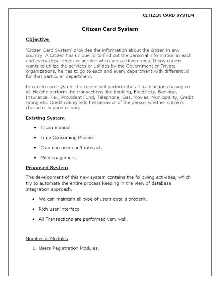 Citizen Card System Overview | PDF | Finance & Money Management ...