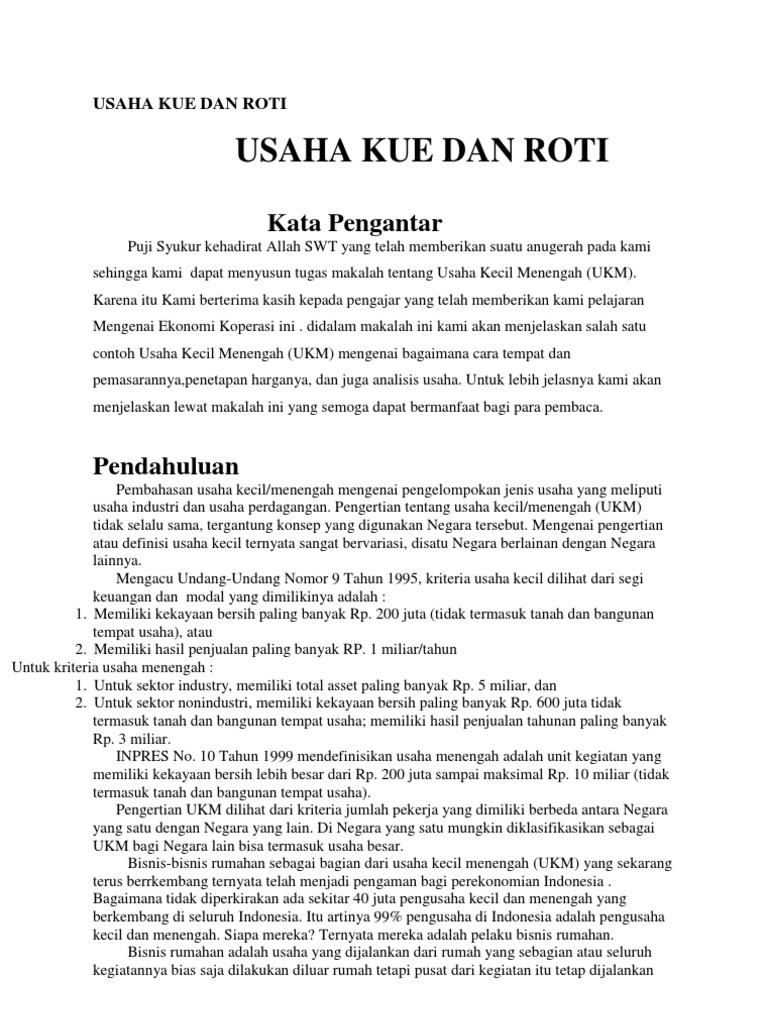 Usaha Kue Dan Roti