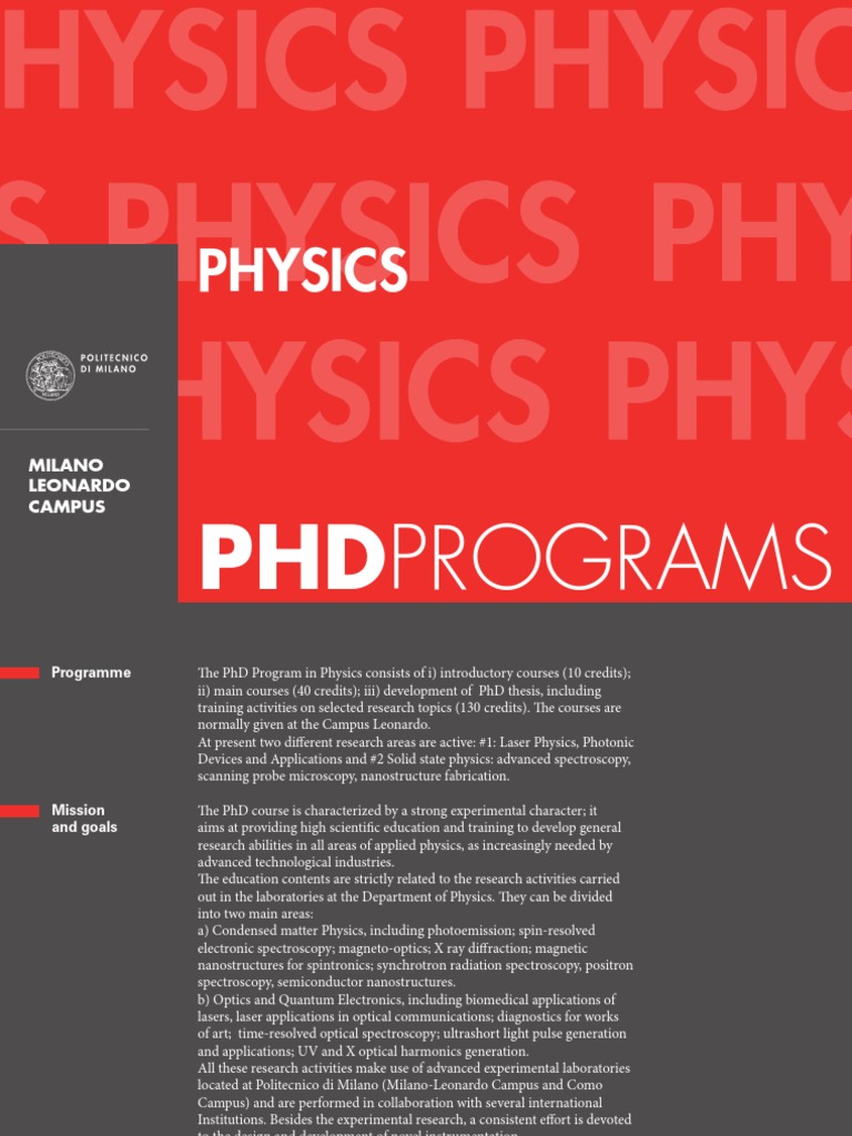 PhD in Physics Program Overview | PDF | Doctor Of Philosophy | Physics