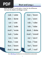 English Phonics Lesson: Short and Long 'U' - Word List and Sentences