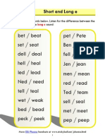 English Phonics Lesson: Short and Long 'E' - Word List