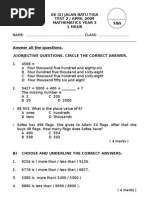 Soalan Matematik Penilaian 2 Tahun 3