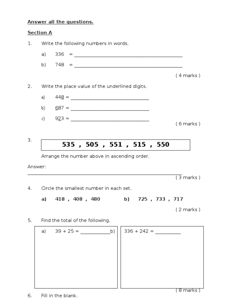 Soalan Matematik Pksr 2 Tahun 2 Pdf Teaching Mathematics