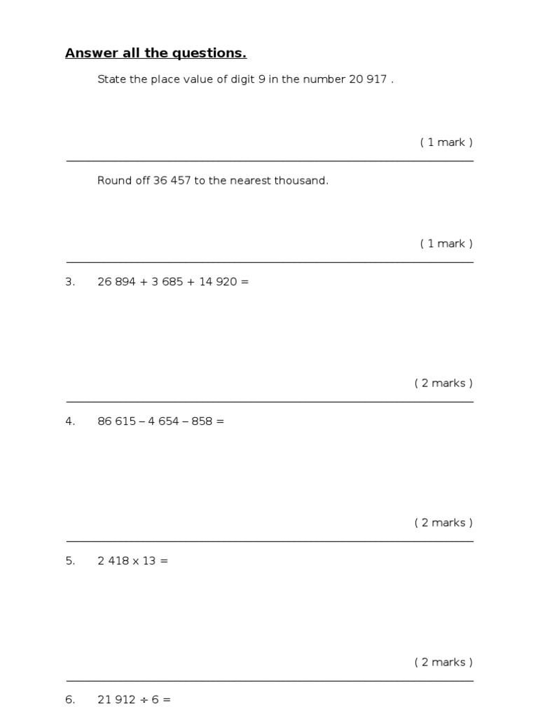 soalan matematik pksr tahun 4 ( paper 2)