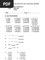 Soalan Matematik Penilaian 1, Tahun 2