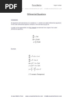 Integration of Differential Equations, Revision Notes From A-Level Maths Tutor