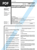 Abnt Nbr 12219 Nb 608 - Elaboração De Caderno De Encargos Para Execução De Edificações