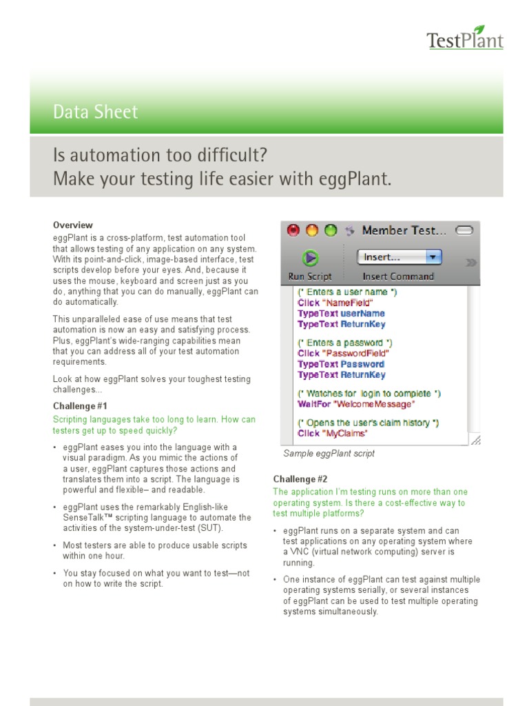 Eggplant Data Sheet1 | PDF | Scripting Language | Application Software