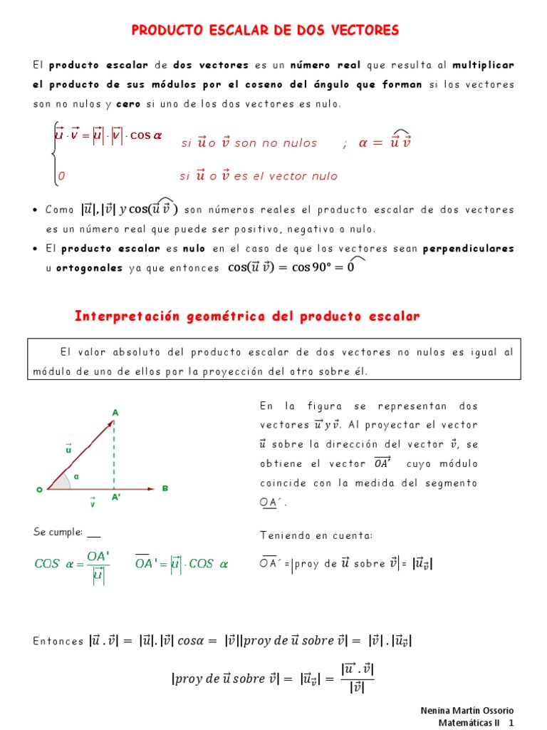 Producto Escalar y Vectorial 1 | PDF