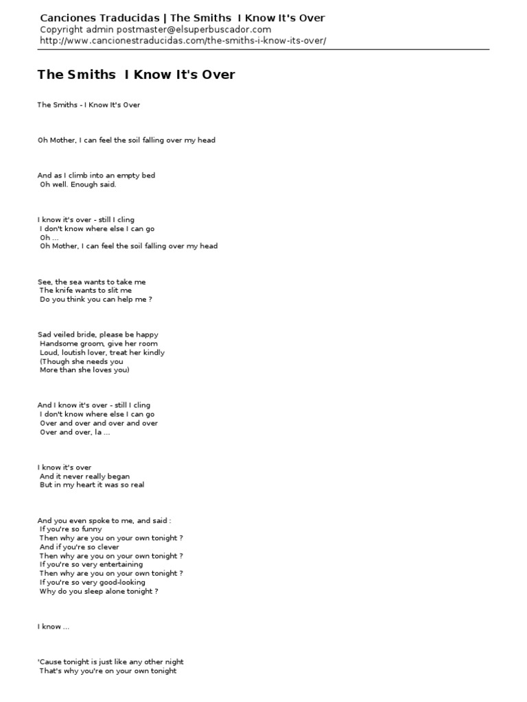 Canciones TraducidasThe Smiths I Know It's Over Leisure Entertainment (General) Free 30