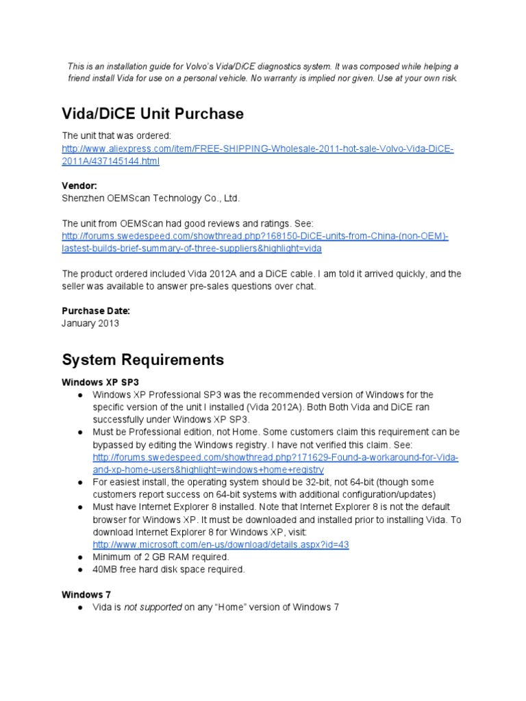 Volvo Vida/DiCE Installation Guide | PDF | Icon (Computing
