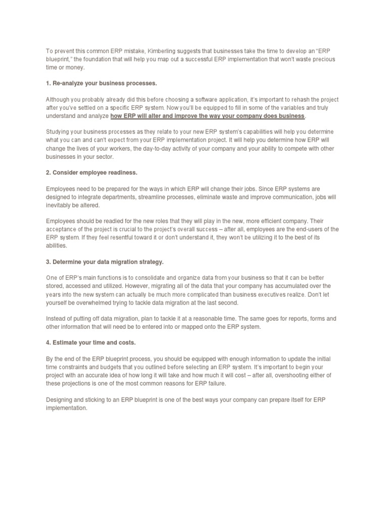 ERP Implementation Blueprint Guide | PDF | Enterprise Resource Planning ...