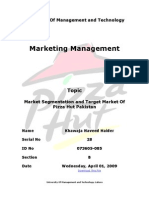Market Segmentation, Target Market and Consumer Profiling of Pizza Hut Pakistan