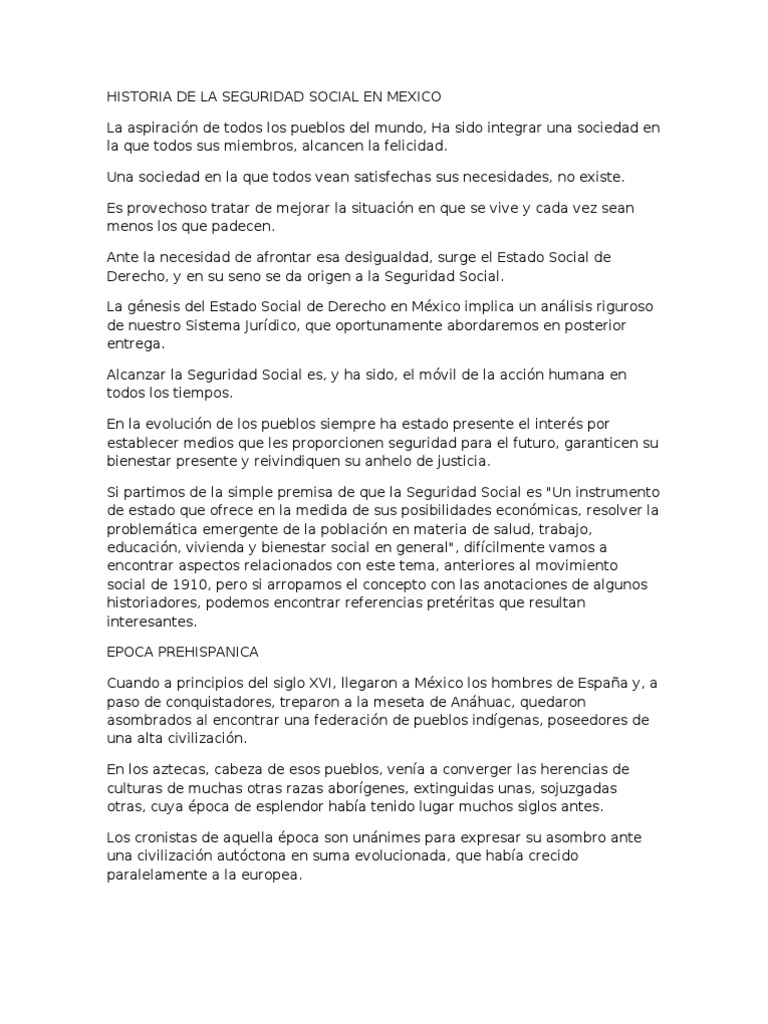 Historia De La Seguridad Social En México Pdf México Nueva España