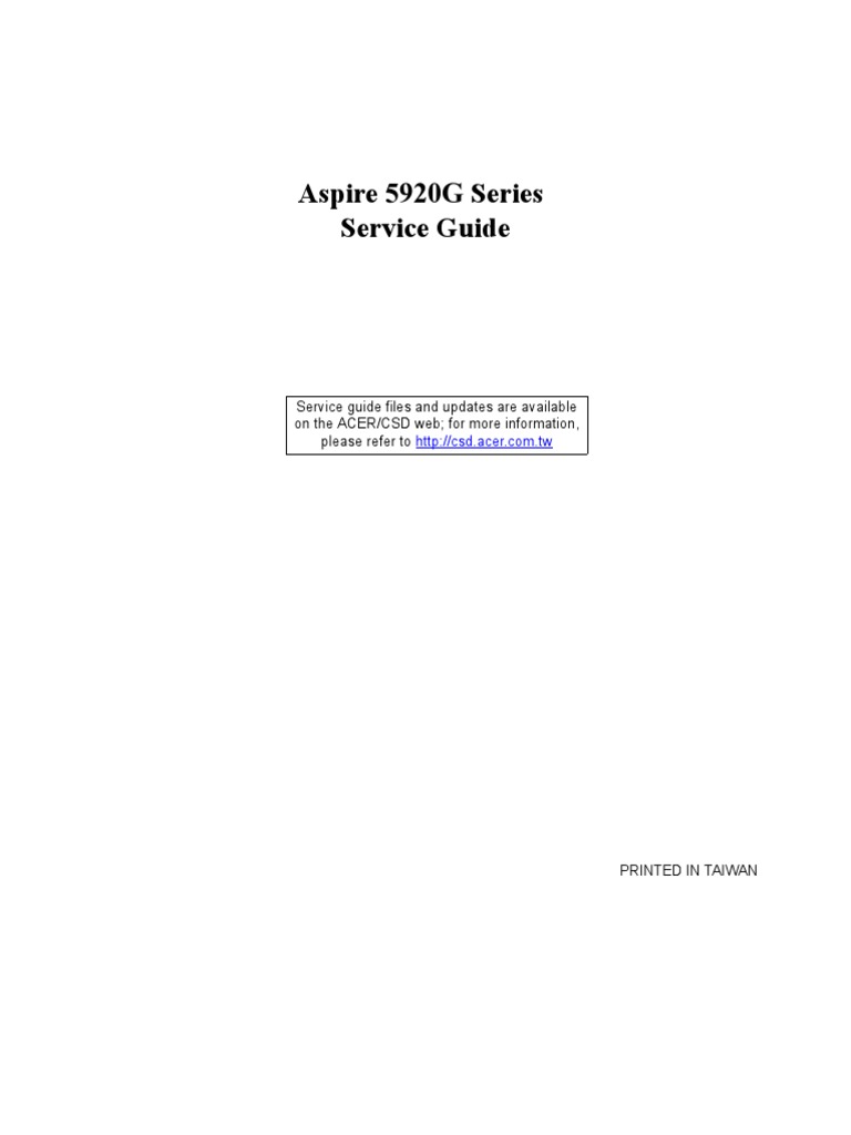 Aspire 5920 Service Manual | Bios | Computer Keyboard