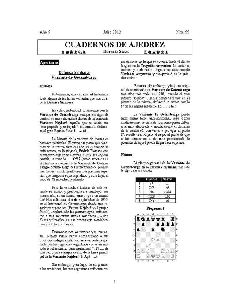 Defensa Siciliana - Variante de Gotemburgo PDF | PDF | Aperturas de ...