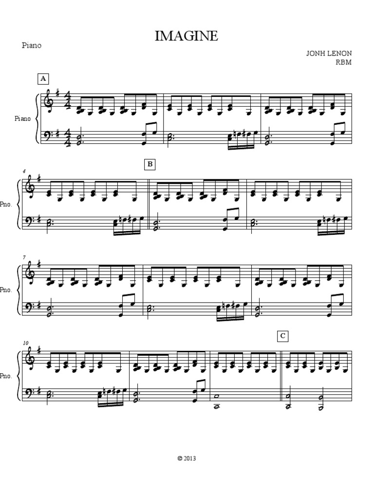 Imagine - Piano