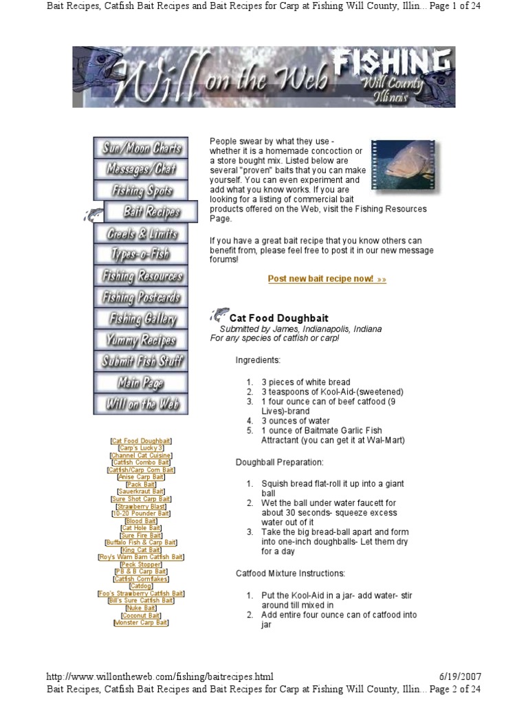 Homemade Catfish & Carp Bait Recipes | PDF | Flour | Breads