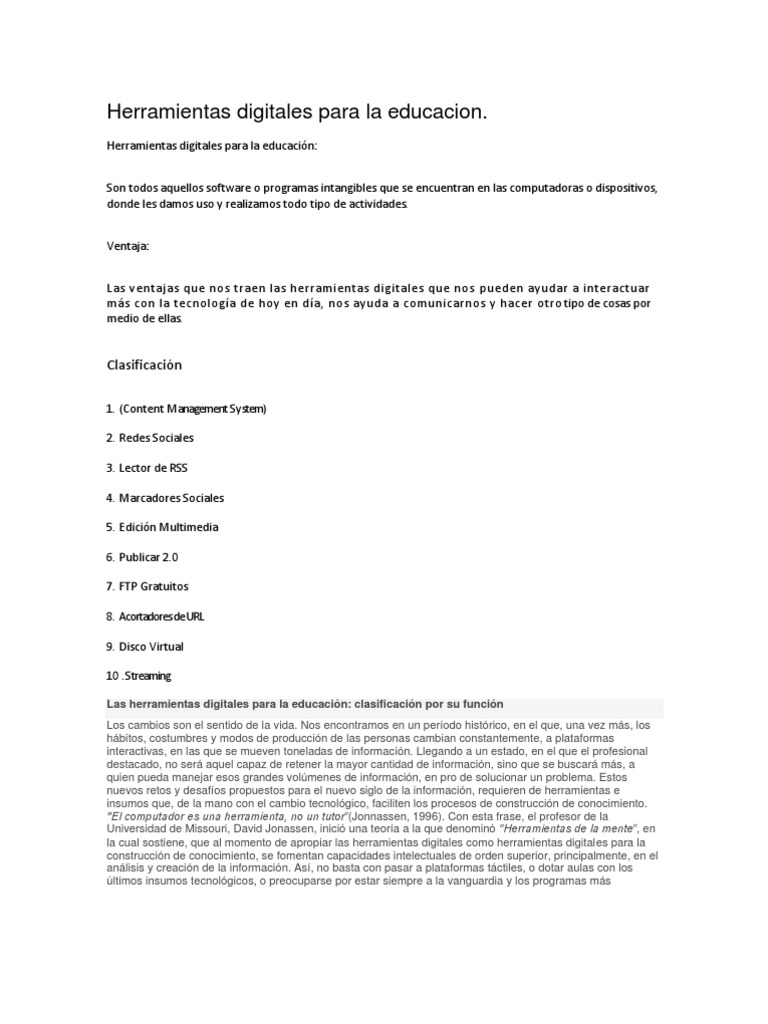 Herramientas Digitales para La Educacion | PDF | Multimedia | Aprendizaje