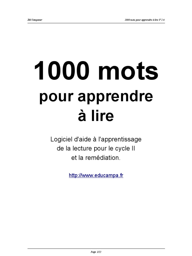 1000 Vocabulaire De Base Illustré J'Apprends À Lire Apprentissage