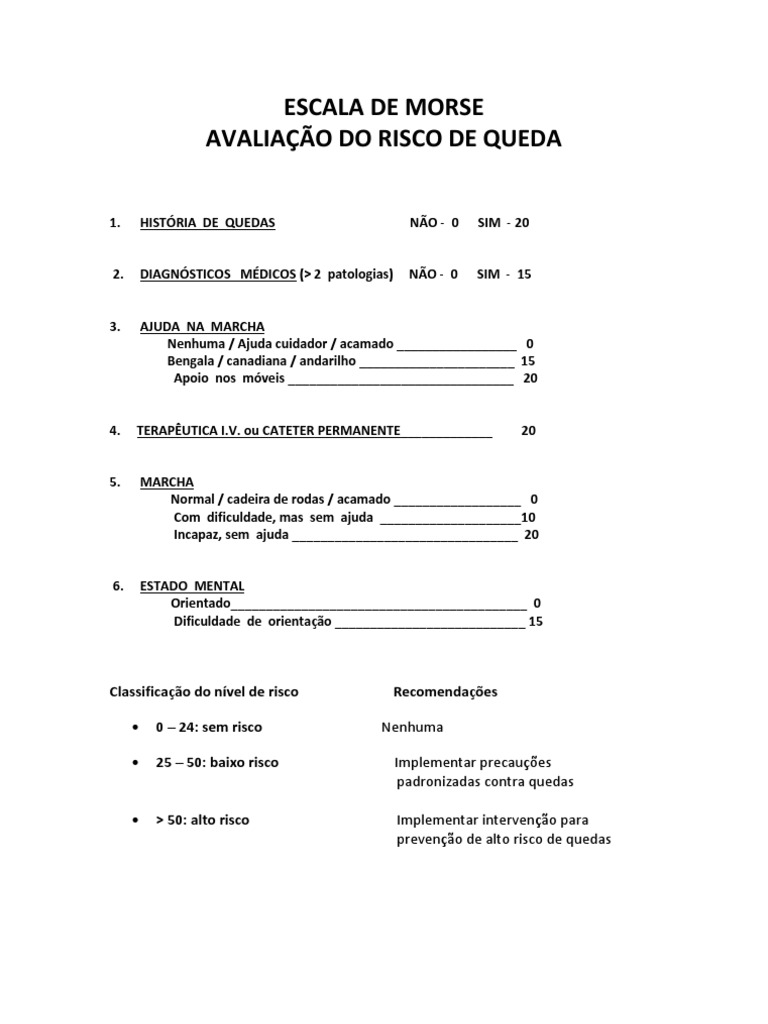 Escala de Morse | Download grátis PDF | RTT | Doenças e distúrbios