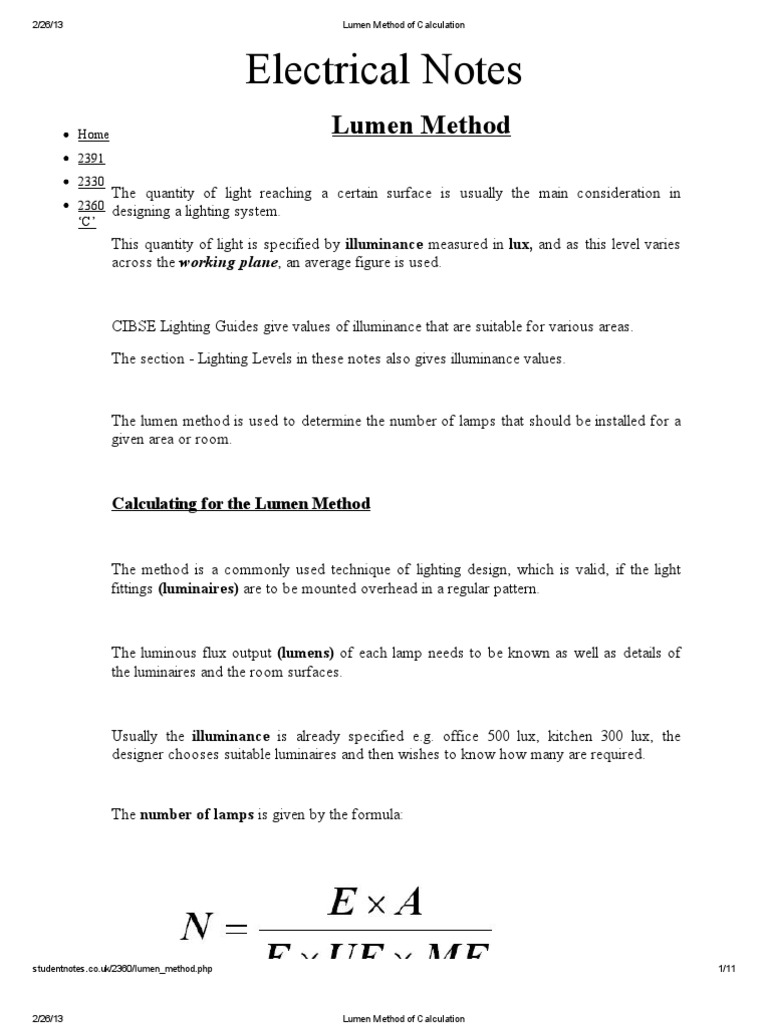 Lumen Method of Calculation.pdf Lighting Electrodynamics