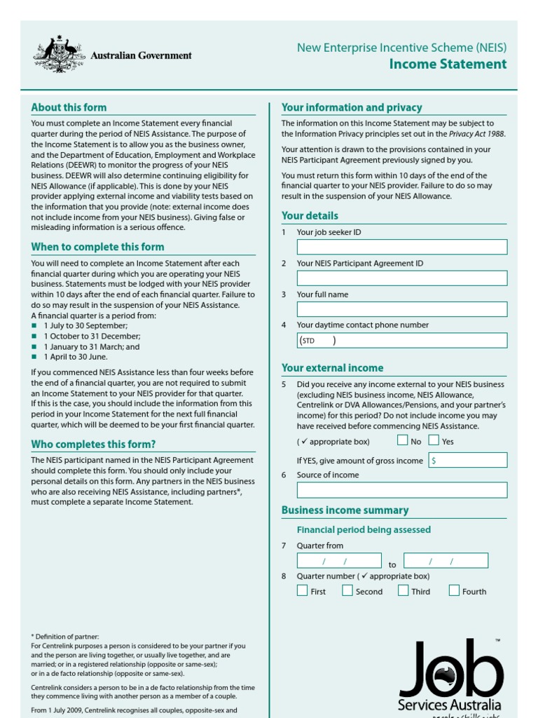 NEIS Income Statement Guidelines | PDF | Income Statement | Privacy