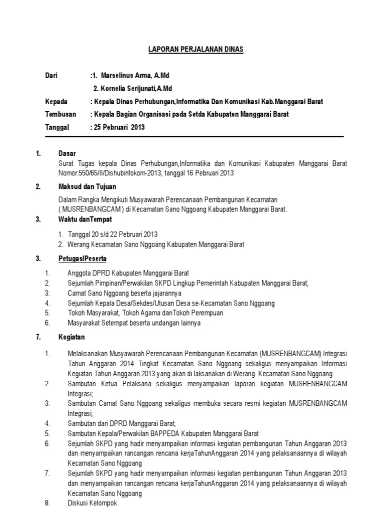 Format Laporan Perjalanan Dinas 2020 Seputar Laporan