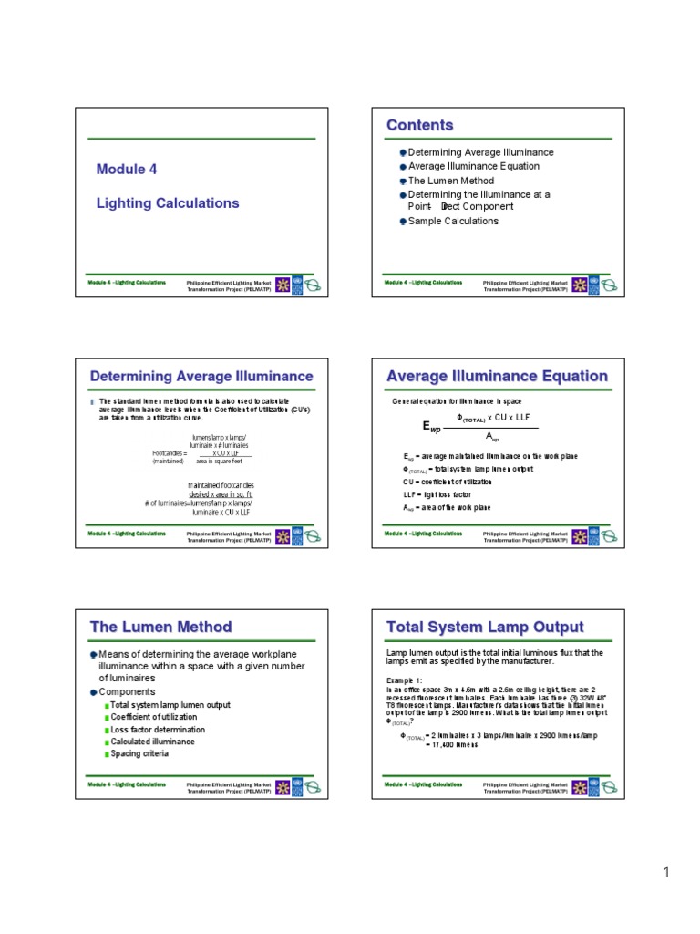 Lighting Calculation PDF PDF Lighting Fluorescent Lamp