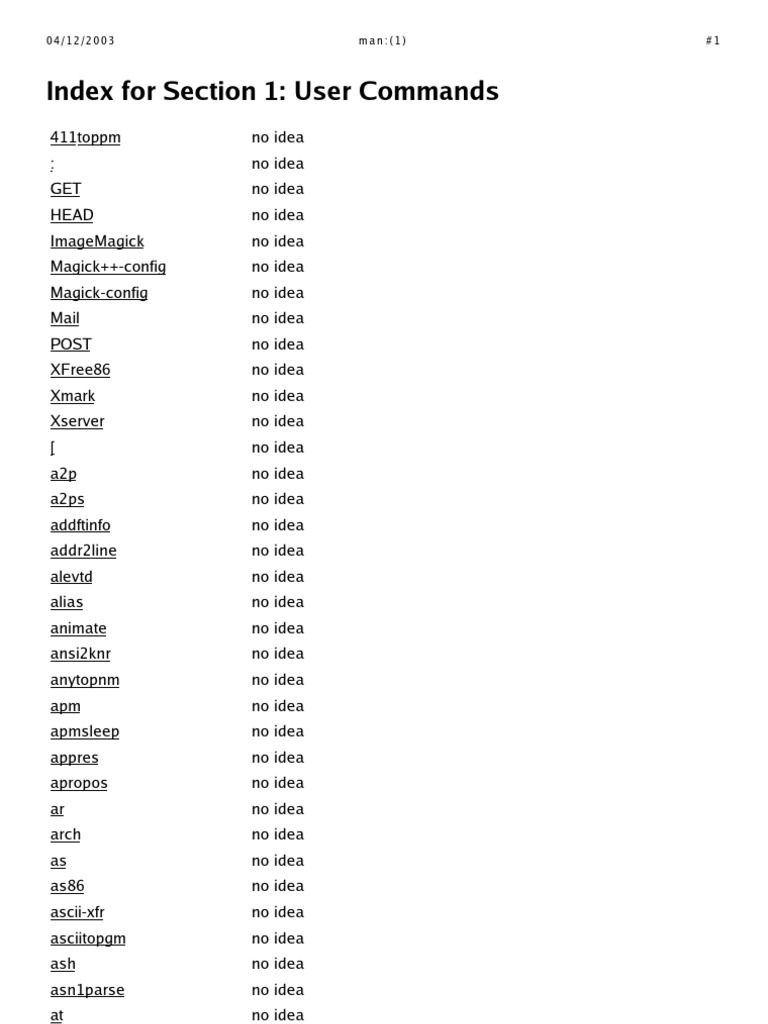 Comprehensive Linux Command Index | PDF