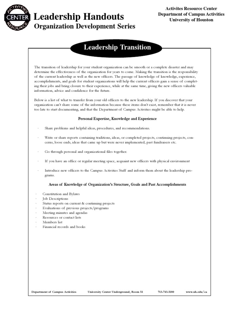 Leadership Handouts: Organization Development Series | PDF