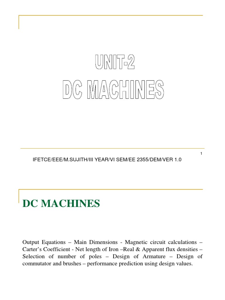 Unit II DC Machines | PDF | Magnetic Devices | Magnetism